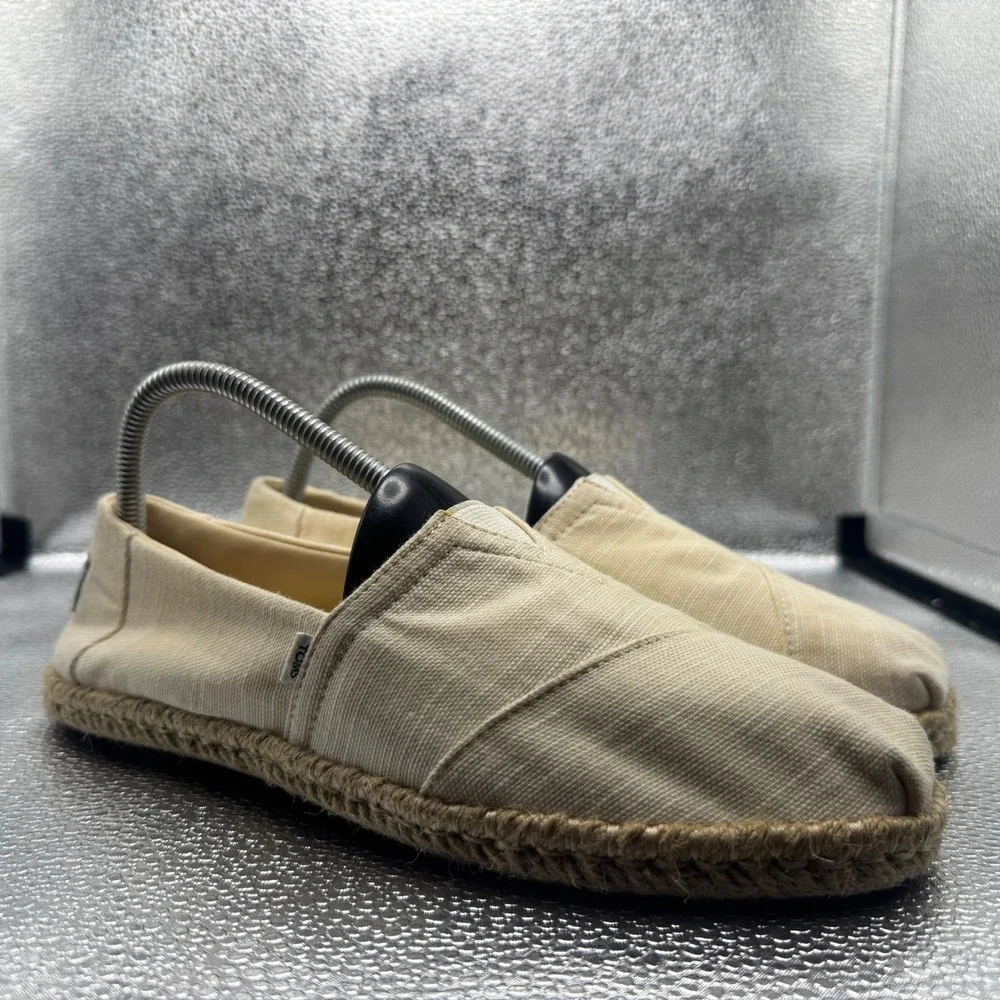 Size 8.5 TOMS Alpargata Espadrille Women Cream Canvas Slip On Flats 10017850